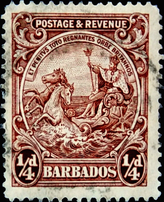 Барбадос 1925 год . Мифология , колесница . 0,25 p . (1) 